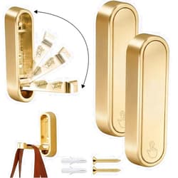 Generic Foldable Wall Hooks, 40 lbs Zinc Alloy Folding Coat Hooks Heavy Duty, Space-Saving Foldable Hook Wall Mounted with Screws, Gold Folding Wall Hanger for Bathroom Closet Entryway Bedroom（2 Pack）