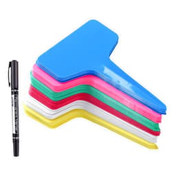 MIHEY 150 Pcs T-Type Plant Labels with a Gel Pen, Waterproof Plastic Plant Tags Nursery Garden Markers, 6 x 10cm, 6 Colors