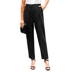 GRACE KARIN Women Work Pants 2024 Straight Legs Elastic Waist Pants with Pockets