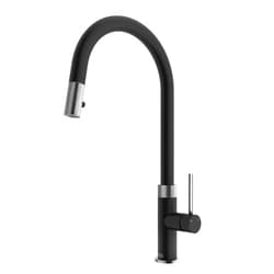 VIGO Bristol 19'' H Single Handle Pull-Down Sprayer Kitchen Faucet in Stainless Steel and Matte Black-VG02033STMB