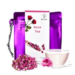 Rzlinn Rose Bud Tea, (3.53Oz) Premium Pure Edible Red Rose Loose Leaves, Natural Floral Scent, Caffeine Free, Portable and reusable tea bags, Gift for Tea Lovers