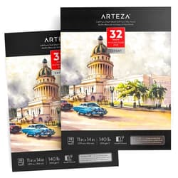 ARTEZA Watercolor Paper, Pack of 2, 32 Sheets Each, 11x14 Inches Watercolor Sketchbook, 140lb/300gsm, Cold Press, Acid Free Art Paper
