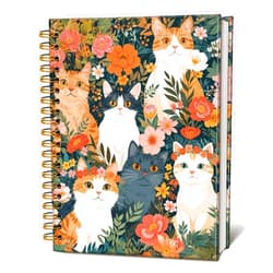 LIANGW Vintage Cat Notebook Journal Gifts for People Who Love Cats, Retro Cat Floral Spiral Notebook, Cat Lover Gifts for Women Men, Cute Notebooks for School Supplies 5.5x8.3 Inch