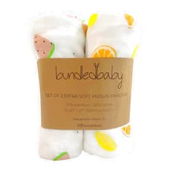 Bundled Baby Baby Swaddle Blanket BundledBaby, Unisex Swaddle Wrap, Soft Muslin Swaddles, Neutral Receiving Blanket Boys and Girls, 70% Bamboo & 30% Cotton, Large 47x47 in, Cover, Watermelon Lemon Watermelon Miami Beach Standard Packaging
