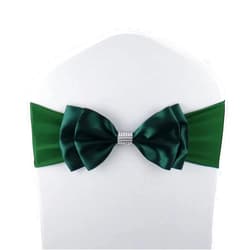 MYS QiQi 6 PCS Double Bows Stretch Chair Sashes, for Wedding Party Chair Cover Decoration, Spandex Stretch Chairs Bands (Pack of 6 Dark Green)