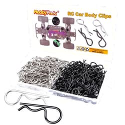 HobbyPark 200pcs Universal RC Car Body Clips Silver & Black R Pins for 1/10 Scale Traxxas Arrma Axial Losi & All 1/8 Redcat HPI HSP Exceed Truck Buggy Shell Replacement Parts