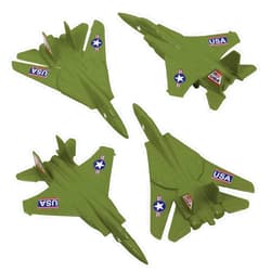 Tim Mee Toy TimMee Plastic Army Men Combat Fighter Jets - 4pc OD Green Airplanes Made in USA