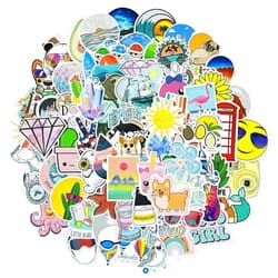 ONESHAW Stickers Pack Waterproof Vinyl Bumper Decals Perfect for Laptop Car Skateboard Water Bottle Hard Hat Scrapbook Travel Case Guitar Luggage Motorbikes (100Pcs Colorful)