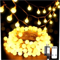 JMEXSUSS 100 LED Connectable Globe String Lights Indoor Bedroom, 33ft Warm White Christmas String Lights Plug in with Remote, 8Mode Hanging Fairy Lights Outdoor for Room Classroom Party Decor