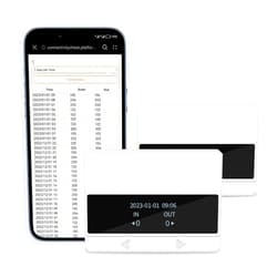 FOORIR Traffic Counter/Infrared People Counter Display of Incoming and Outgoing Data Respectively. The Mobile Phone Can Connect to The Device Hotspot to View and Export Data.