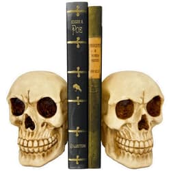 Joyvano Halloween Bookends - Skull Bookends for Shelves - Goth Bookshelf Home Decoration Decor Gothic Book Ends - Unique Bookend to Hold Books Heavy Duty - Witchy Horror Edgar Allan Poe Decor