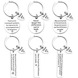 Taiyin 12 Pieces Thank You Gifts Appreciation Keychain Make a Difference Keychain Inspirational Stainless Steel Appreciation Keyrings Gifts for Women Volunteer Teacher Employee Social Worker(Silver)
