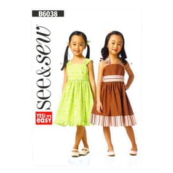 Butterick Patterns B6038 Children's/Girls' Dress and Belt Sewing Template, Size A