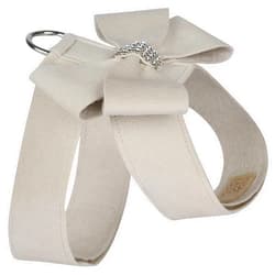 Susan Lanci Designs Premium Ultrasuede Nouveau Bow Tinkie Harness, Doe, X-Small