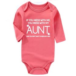 AIZFFZY if you mess me you mess my Aunt Baby Clothes Boy baby girl auntie outfits auntie sayings