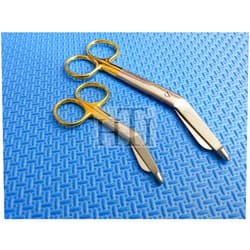 HIGH TECH INSTRUMENTS SET OF 2 PREMIUM O.R GRADE GOLD HANDLE SUPERCUT LISTER BANDAGE SCISSORS 3.5