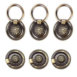 YankMooM Antique Dresser Knobs Bronze Ring Drawer Pulls Round Drawer Handles Vintage Cabinet Knob 1.77 Inch for Nightstand Cupboard Drawer Cabinet Pull(6 Pack)