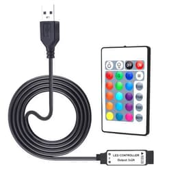 RGBZONE 5V USB RGB LED Controller, 24-Keys IR Wireless Remote, 1M(3.3FT) 4-PIN LED Controller, 5050 2835 5630 LED Strip Lights Controller