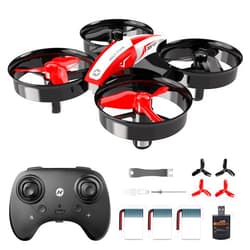 Holy Stone Mini Drone for Kids and Beginners RC Nano Quadcopter Indoor Small Helicopter Plane with Auto Hovering, 3D Flips, Headless Mode and 3 Batteries, Great Gift Toy for Boys and Girls, Red