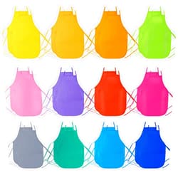 Pllieay 24 Pieces 12 Colors Kids Art Smocks, Non Woven Artist Fabric Aprons for Children 3-7 for Kitchen, Classroom, Community Event, Crafts and Art Painting Activity