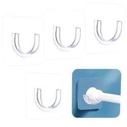 Molain 4Pcs Adhesive Shower Curtain Rod Holder, No Drilling Transparent Shower Rod Holder Invisible Wall Mount Holder Shower Rod Retainer Tension Bracket