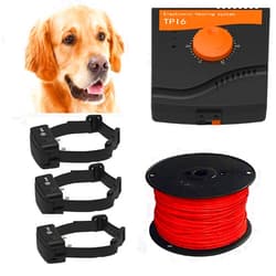 SUXIAN Electric Dog Fence System, Pet Containment System, Aboveground/Underground, Waterproof Training Collar Receivers with 300m Wire, Shock Tone Correction, Harmless for All Dogs,for3dogs