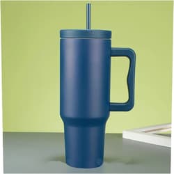 Buckshee 40 oz Tumbler With Handle and Straw Lid, Double Walled Vacuum Sealed Stainless Steel Insulated Travel mug, Travel Thermos for Hot and Cold Beverages (Dark blue)