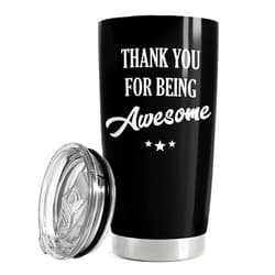SANDJEST Thank You for Being Awesome Tumbler Gift Set - Birthday, Christmas, Appreciation Inspirational Gifts for Women, Men, Coworkers - 20oz Stainless Steel Insulated Coffee Travel Mug