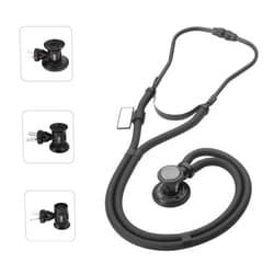 MDF Instruments, Sprague Rappaport Dual Head Stethoscope with Adult, Pediatric, Infant Convertible chestpiece - All Black (MDF767-BO)