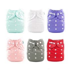 ALVABABY 6 Pack Cloth Diaper with 12 Inserts One Size Adjustable Washable Reusable Diaper Cover for Baby Girls and Boys