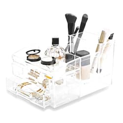 BINO The Free Spirit' 8 Compartment Acrylic Makeup and Jewelry Organizer with 2 Removable Drawers, Clear and Transparent Cosmetic Beauty Vanity Holder Storage