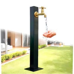 LHIUGE 30Freestanding Column Faucet Garden Floor Mount Water Tap,304 Stainless Steel Cylindrical Vertical Garden Water Column,Outdoor yard hydrant,waterpipe,outdoor faucet column H：60cm/23.6in Tube carré-1