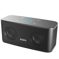 DOSS SoundBox Plus Bluetooth Speaker with HD Sound, Wireless Stereo Pairing, Built-in Mic, 20H Playtime, Portable Speaker for Home, Outdoor, Black