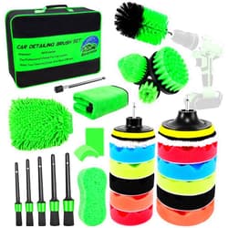 Aucurwen 29Pcs Car Detailing Brush Set, Car Detailing Kit, Auto Detailing Drill Brush Set, Car Polishing & Buffing Pads Kit, Car Cleaning Wash Kit for Interior, Exterior, Wheels, Carpet, Bathroom