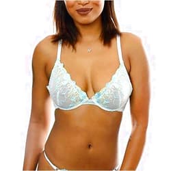 Donna Di Capri Women's Floral Lace Unlined Demi Bra (34B) Green