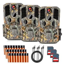 WOSODA Trail Camera 3 Pack 36MP 1920P HD Game Camera with SD Cards, 0.2s Trigger Time Infrared Night Vision Motion Activated, IP66 Waterproof 2.0''LCD Wildlife Camera for Monitoring