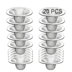 Beyoslf 20Pcs Small Drain Mesh Basket, 2.125'' Bathroom Sink Drain Strainer Screen Mesh Sink Strainer Hair Catcher Drain Filter Cover for Bathtub Lavatory RV Laundry Shower Floor Utility Sink Drain
