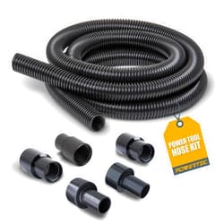 POWERTEC 70347 10 Ft. Dust Collection Hose Kit with 5 Fittings for Woodworking Power Tools Home and Wet/Dry Shop Vacuums
