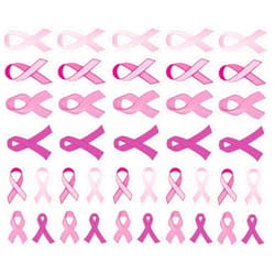 JNAB 40 Pink Ribbon Temporary Tattoos: Breast Cancer Awareness Tattoo (5 Sheets)