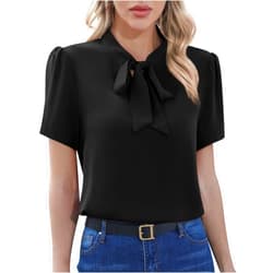 CZYINXIAN Womens Dressy Chiffon Blouse Business Work Casual Tie Neck Shirt Tops