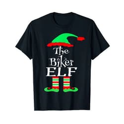 DesignsByKelley Christmas Family Matching Group Funny Christmas The Biker Elf Family Matching Holiday Season T-Shirt