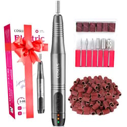 COSLUS Cordless Nail Drill Electric File: Professional for Acrylic Gel Dip Powder Nails Portable Nail Drill Machine Kit for Manicure Pedicure Nail Set with Everything Rechargeable Lightweight