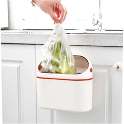 HTERDR Small Office Countertop Garbage Can Desktop Trash Can with Lid Mini Hanging Trash Can Orange Trash Can for Desk Mountable Tiny Wastebasket for Rv Dorm Freezer Laundry and More (Orange)