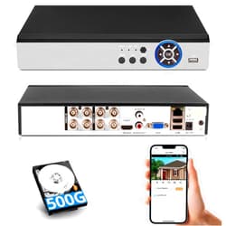 Fuers H.265+ 5MP 8 Channel Security Recorder DVR with 500G HDD, Human Detection Hybrid 5-in-1 Camera DVR AHD/TVI/CVI/XVI/IPC,8CH Surveillance Video Recorder for Security Camera, Remote Access