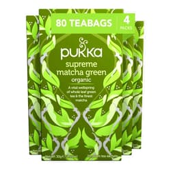 Pukka Herbs Supreme Matcha Green Organic Herbal Tea, Energizing Infusion Organic Tea Selection, With Matcha Powder, Ideal For Daily Vitality, 80 Total Tea Bags (20ct - Pack of 4)