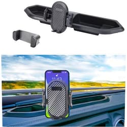 Neepiar Phone Mount Compatible with Jeep Wrangler 2018-2023 JL JLU 2020-2023 Gladiator JT Dash Tray Phone Holder Mount with Storage Box Don't Fit for The Oil-Electric Vehicle Version