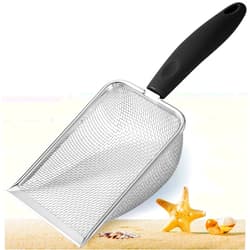 UMUACCAN PLACHIDAY Beach Mesh Shovel,Cat Litter Scoop,Stainless Steel Mesh Litter Shovel,Deep Shovel,Reliable Litter Cleaner Corner Shovel,Beach Shovel,Easy to Clean Reptile Terrarium Sand Waste,Dark Black