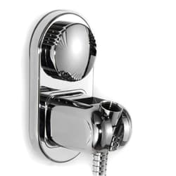 RIVOODS Suction Cup Handheld Shower Head Holder - 5 Angles Adjustable - Unique Horizontal Setting - Large Shower Head Supports, Relocatable - Wall Mounted with Vacuum Power (Chrome)