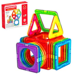 MAGFORMERS Basic Plus 30Piece, Rainbow Colors, Educational Magnetic Geometric Shapes Tiles Building STEM Toy Set Ages 3+