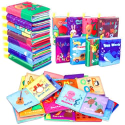 Toyk Baby Bath Books, Nontoxic Fabric Soft Baby Cloth Books, Early Education Toys, Waterproof Baby Books for Toddler, Infants Perfect Shower Toys, Kids Bath Toys Birthday Gift (Pack of 8)